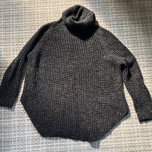 Free People Black Chunky Knit Turtleneck Sweater